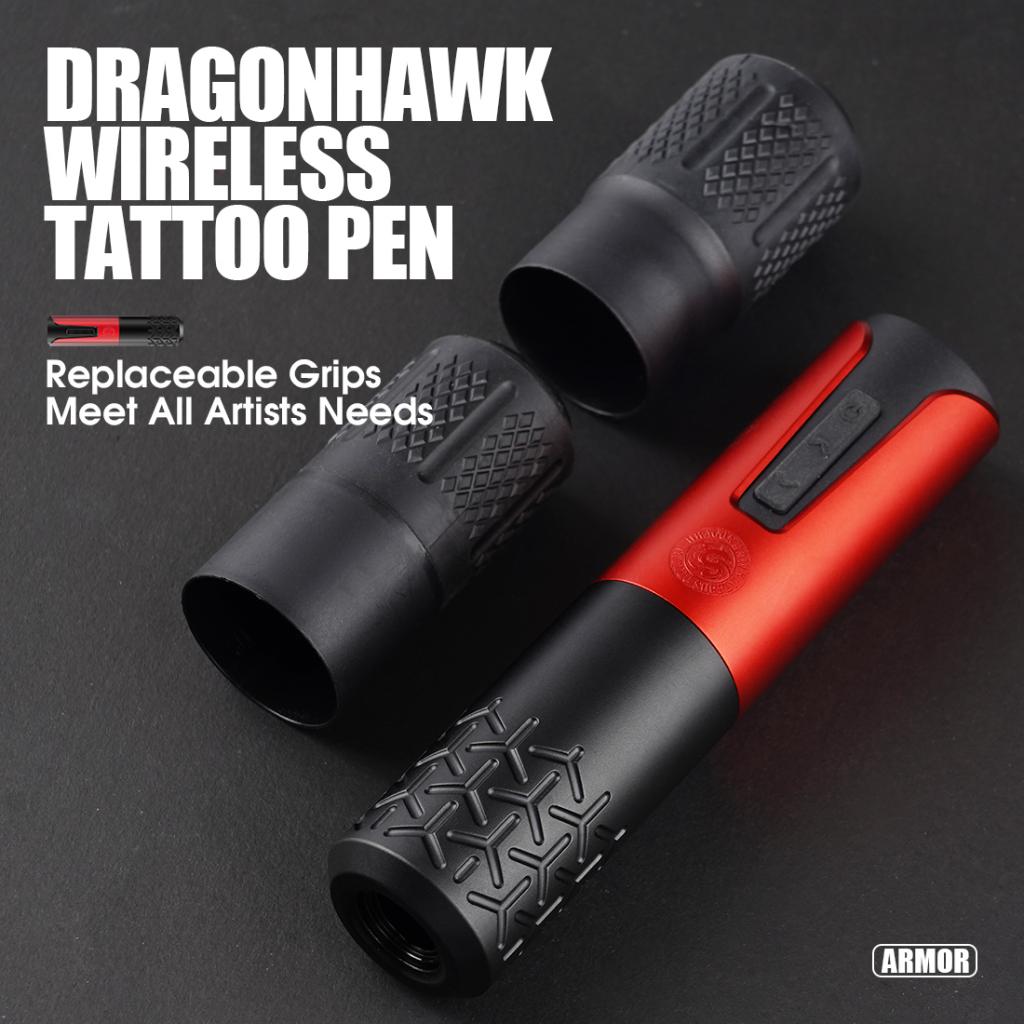Dragonhawk - Armor - Vezeték Nélküli Akkumulátoros LCD Kijelzős - Tetováló Toll - Piros