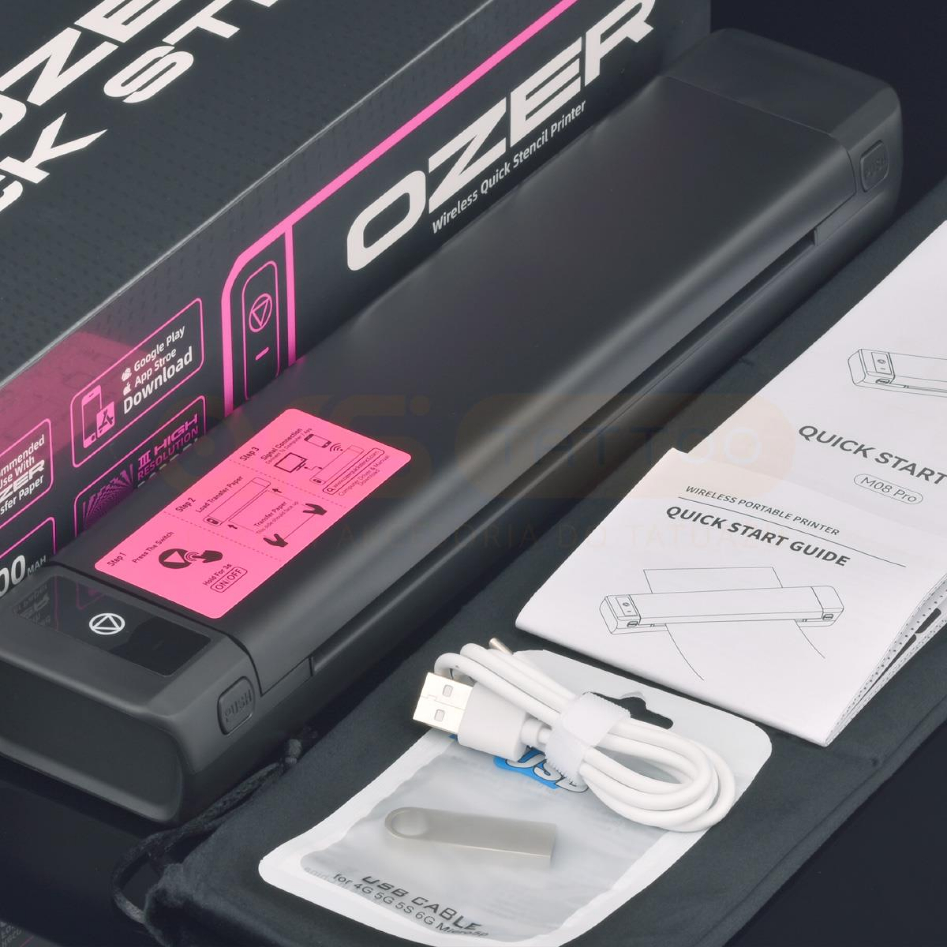 OZER 1200 mAH-s vezeték nélkül akkumulátoros stencil nyomtató Bluetooth / USB csatlakozás