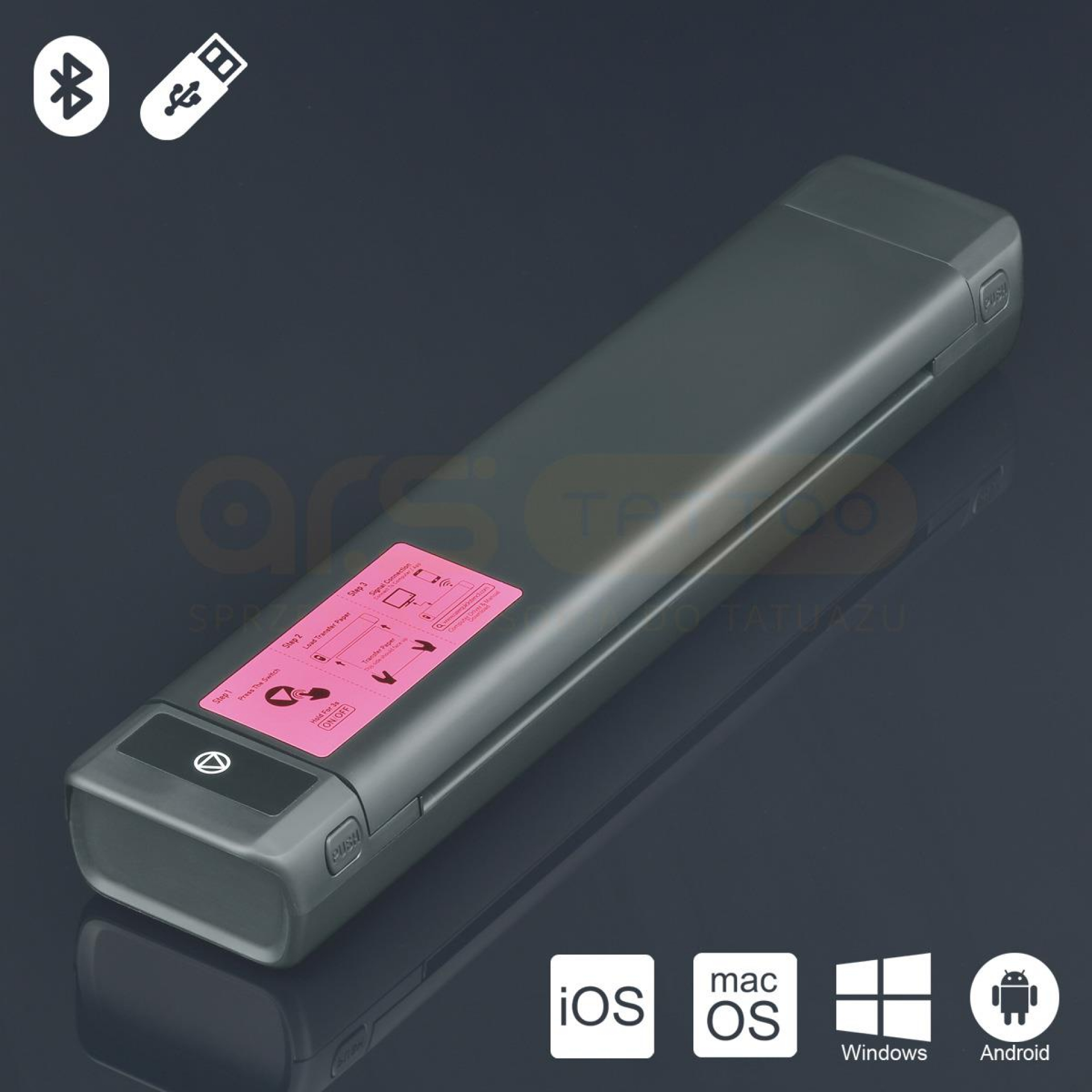 OZER 1200 mAH-s vezeték nélkül akkumulátoros stencil nyomtató Bluetooth / USB csatlakozás
